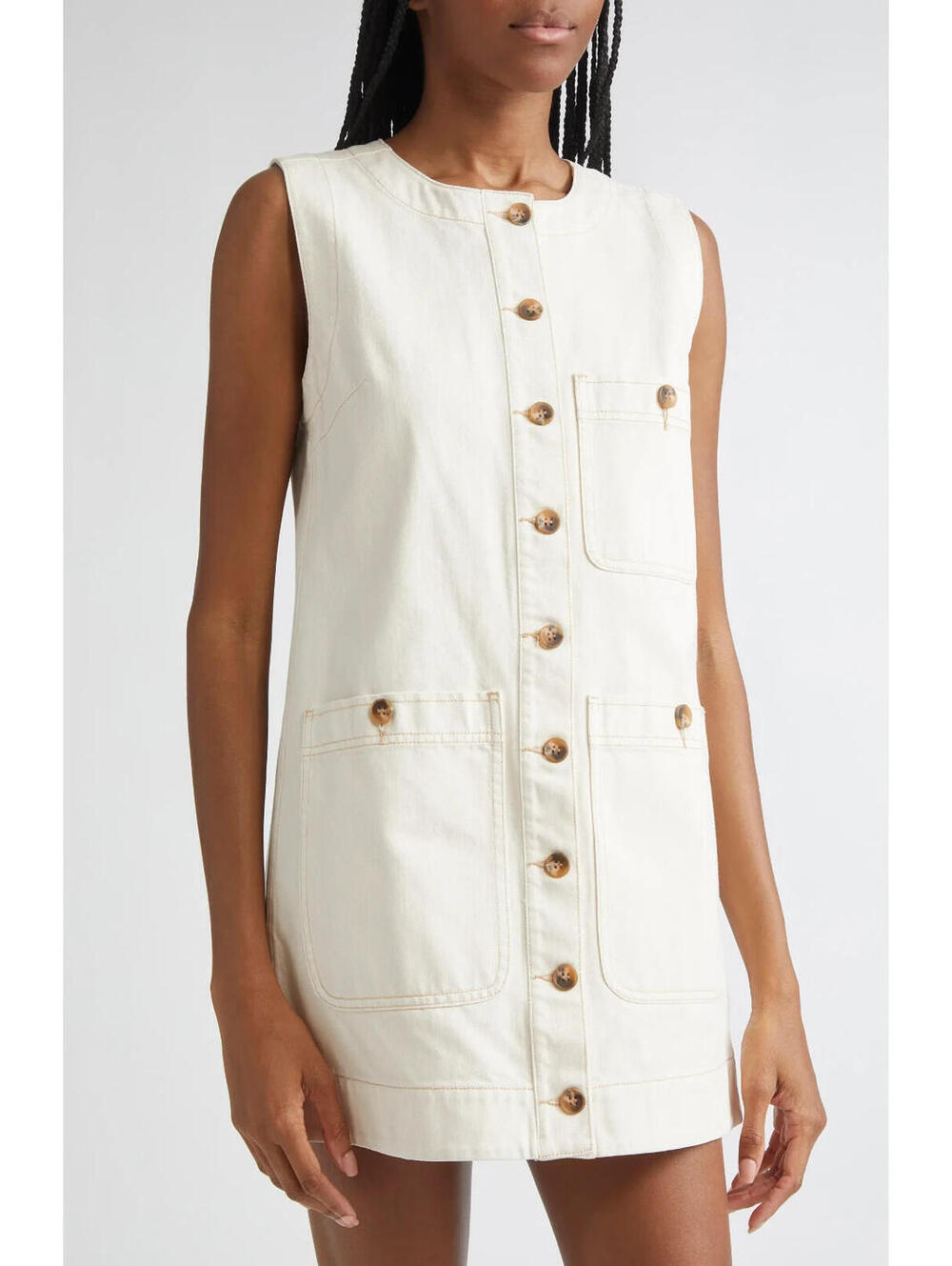 NEW, VERONICA BEARD Oakley Sleeveless Shift Dress in Ecru Sz 10 #MD1863 - Picture 2 of 10